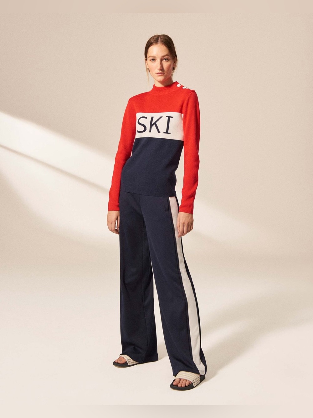 Tory Burch Ski Colorblock Knit Sweater, Small